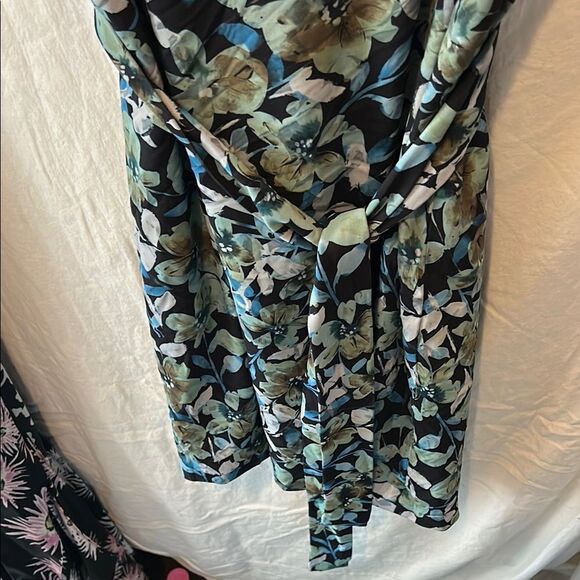 Badgley Mischka Blue Floral Collared Sheath Sz 8 *Flawed* - Picture 5 of 8